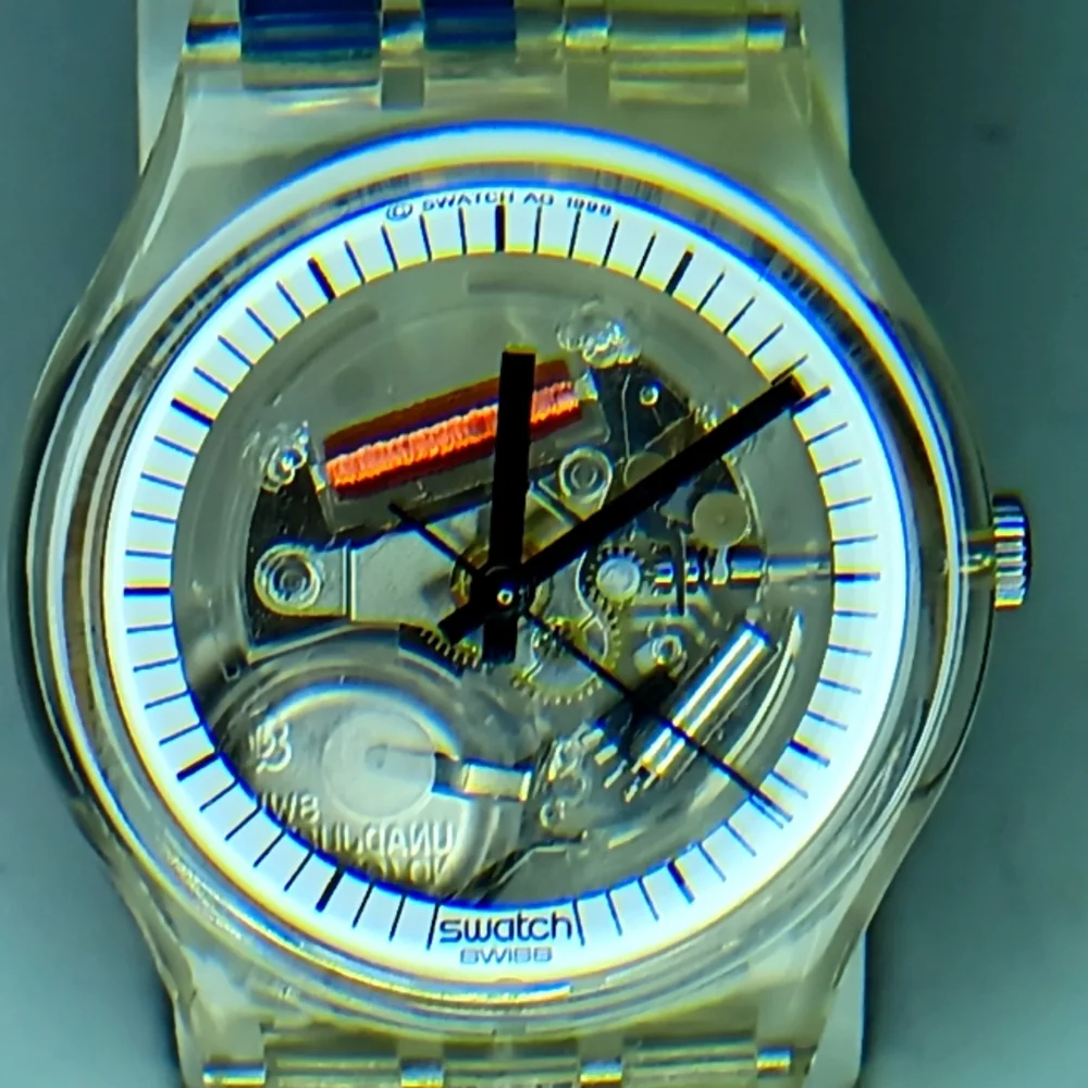 X Swatch Acrylic case black hour markers on white dial ring original Chrysler - Picture 1 of 11